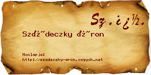 Szádeczky Áron névjegykártya