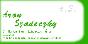 aron szadeczky business card